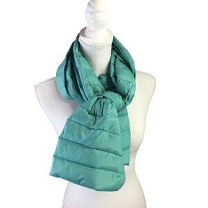 Paisley Road Duck Down Filled Puffer Scarf Long Winter Teal Turquoise 77" x 8"